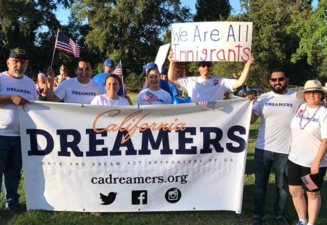California Dreamers group hold a banner