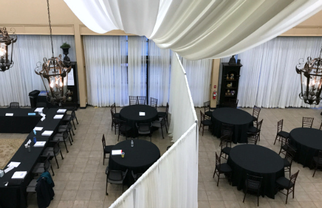 Our pipe and drape screen used at a business seminar