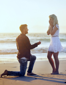 Wedding proposal at a beach