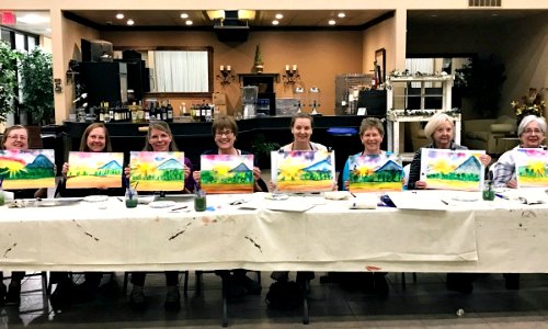 Participants after a Mountain Sunrise watercolor class